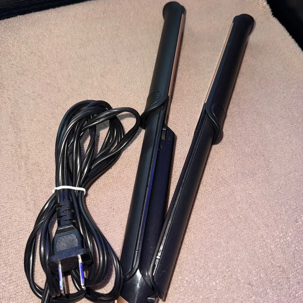 Black and Rose Gold Remington Straightener/curler duo